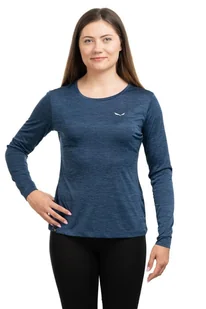 Koszulka puez melange dry ls tee women-navy blazer melange - SALEWA - Koszulki i topy damskie - miniaturka - grafika 1