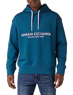 Armani Exchange Męska bluza Milano New York Print, Drawstrings, bluza z kapturem, Legion, XXL - Bluzy męskie - miniaturka - grafika 1