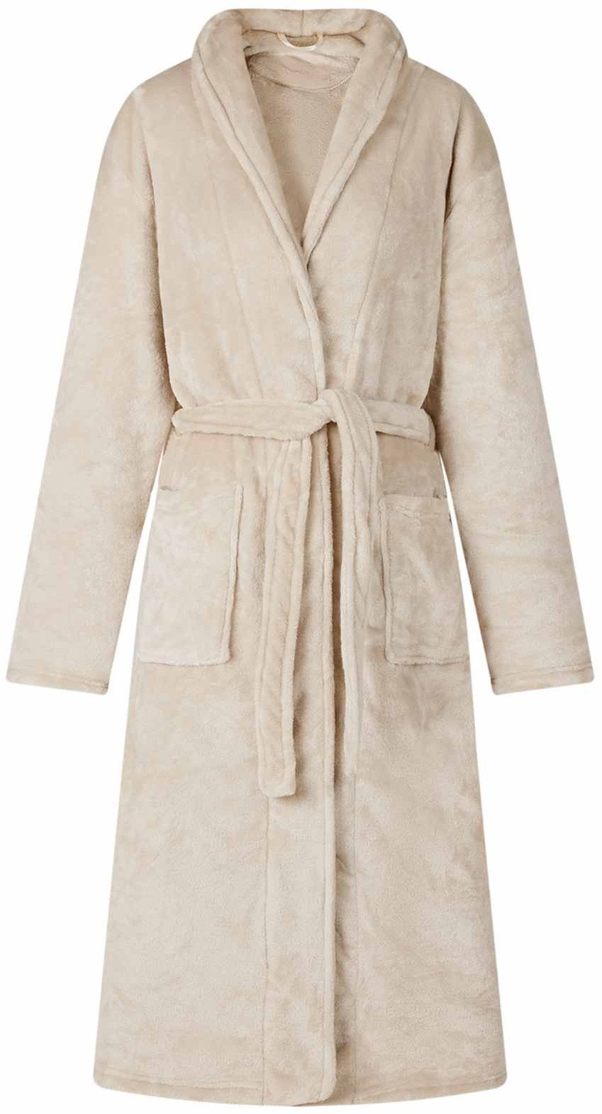 vidaXL Szlafrok bez kaptura Beżowy l Flanela