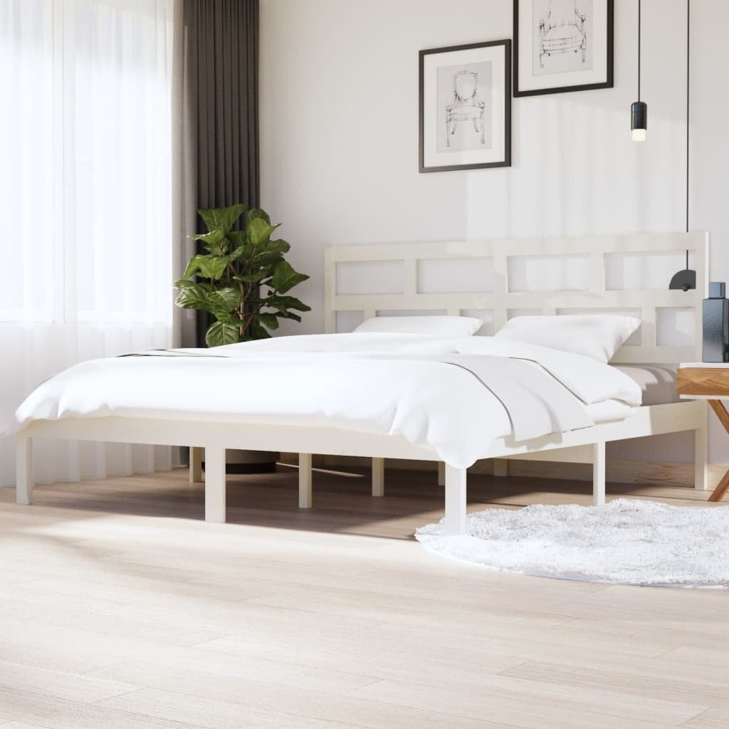 Łóżko z litego drewna sosna biała 200x200 cm