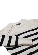 Swetry damskie - faina Damski sweter w paski w paski ukośny zamek błyskawiczny wzór dzianina wełna biały rozmiar XS/S, biały (wollweiss), XS - miniaturka - grafika 1