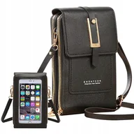 Torebki damskie - Mini Torebka Damska Portfel Na Telefon Etui Kopertówka Czarna - miniaturka - grafika 1