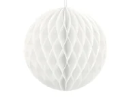 Dekoracje sali - Party Deco Dekoracja wisząca kula biała - 10 cm - 1 szt. KB10-008 - miniaturka - grafika 1