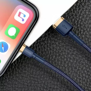 Baseus Cafule Cable wytrzymały nylonowy kabel przewód USB / Lightning QC3.0 1.5A 2M niebieski (CALKLF-CV3) - Kable USB - miniaturka - grafika 9