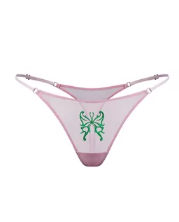 Majtki damskie - ZHILYOVA LINGERIE Różowe stringi z haftem Butterfly rozmiar L - grafika 1