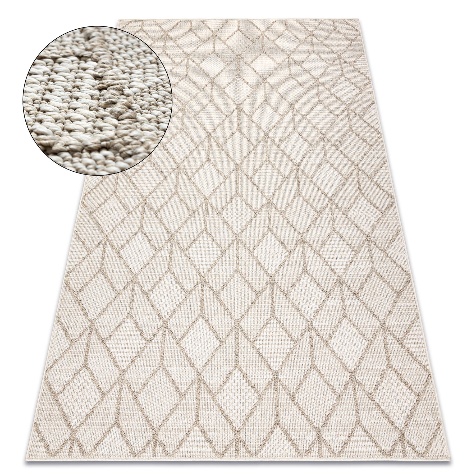 Dywan JERSEY 19231 beż - Geometryczny pętelkowy, strukturalny BOHO beżowy 60x100 cm