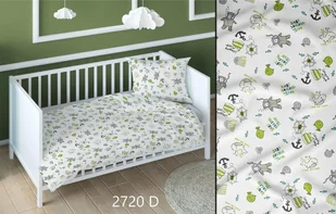 Pościel bawełniana 140x200 morska biała zielona dziecięca zapinana na suwak KARO Bawełna Max - Pościel dla dzieci - miniaturka - grafika 1