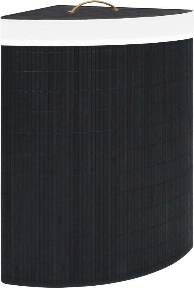 The Living Store Narożny kosz na pranie Bamboo Czarny 60 L