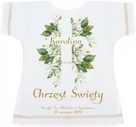 Ubranka do chrztu - Szatka na chrzest EUKALIPTUS KRZYŻ - Pamiątka Chrztu Świętego - miniaturka - grafika 1