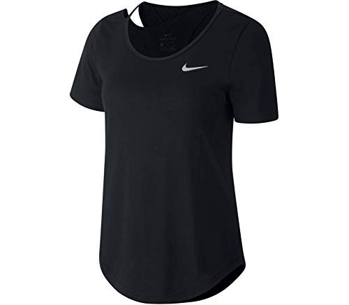 Nike W NK TOP SS RUNWAY T-Shirt damski, czarny/(odblaskowy srebrny), L