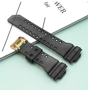 Opaska Pasek Bransoleta Smooth Casio G-Shock Ga-100 Ga-110 Gd-100 G-8900 Czarna Półprzeźroczysta (Złota Klamra) - Akcesoria do smartwatchy - miniaturka - grafika 1