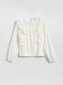Bluzki dla dziewczynek - Reserved - Bluzka z falbanami - złamana biel - miniaturka - grafika 1