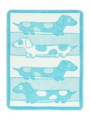 Koce i narzuty dla dzieci - Koc dziecięcy 75x100 2163/2 Jamnik turkusowy bawełniany akrylowy wykończony szydełkiem LC - miniaturka - grafika 1