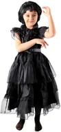 Zabawy w naśladowanie dorosłych - STRÓJ CZARNA SUKIENKA BALOWA WEDNESDAY ADDAMS 110 - miniaturka - grafika 1