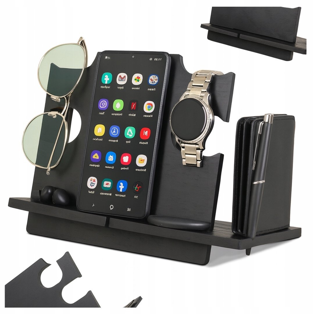 DREWNIANY STOJAK NA AKCESORIA ORGANIZER TACA WYSTAWNA - PIĘKNY PREZENT