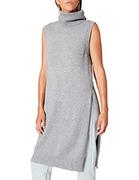 Sukienki - Vila Damska sukienka Viril Long S/L Knit Vest-Noos, Medium Grey Melange, M - miniaturka - grafika 1