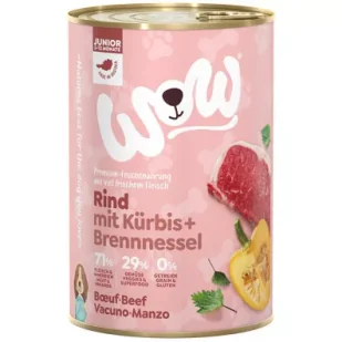Wow Junior Rind - wołowina z dynią i pokrzywą dla szczeniąt 400 g - Mokra karma dla psów - miniaturka - grafika 1