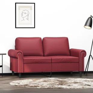 vidaXL 2-osobowa sofa, winna czerwień, 120 cm, sztuczna skóra - Sofy i kanapy - miniaturka - grafika 1