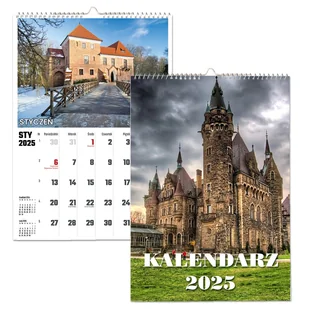 KALENDARZ ŚCIENNY 2025 A3 ZAMKI TERMINARZ PREZENT UPOMINEK URODZINY - Kalendarze - miniaturka - grafika 1
