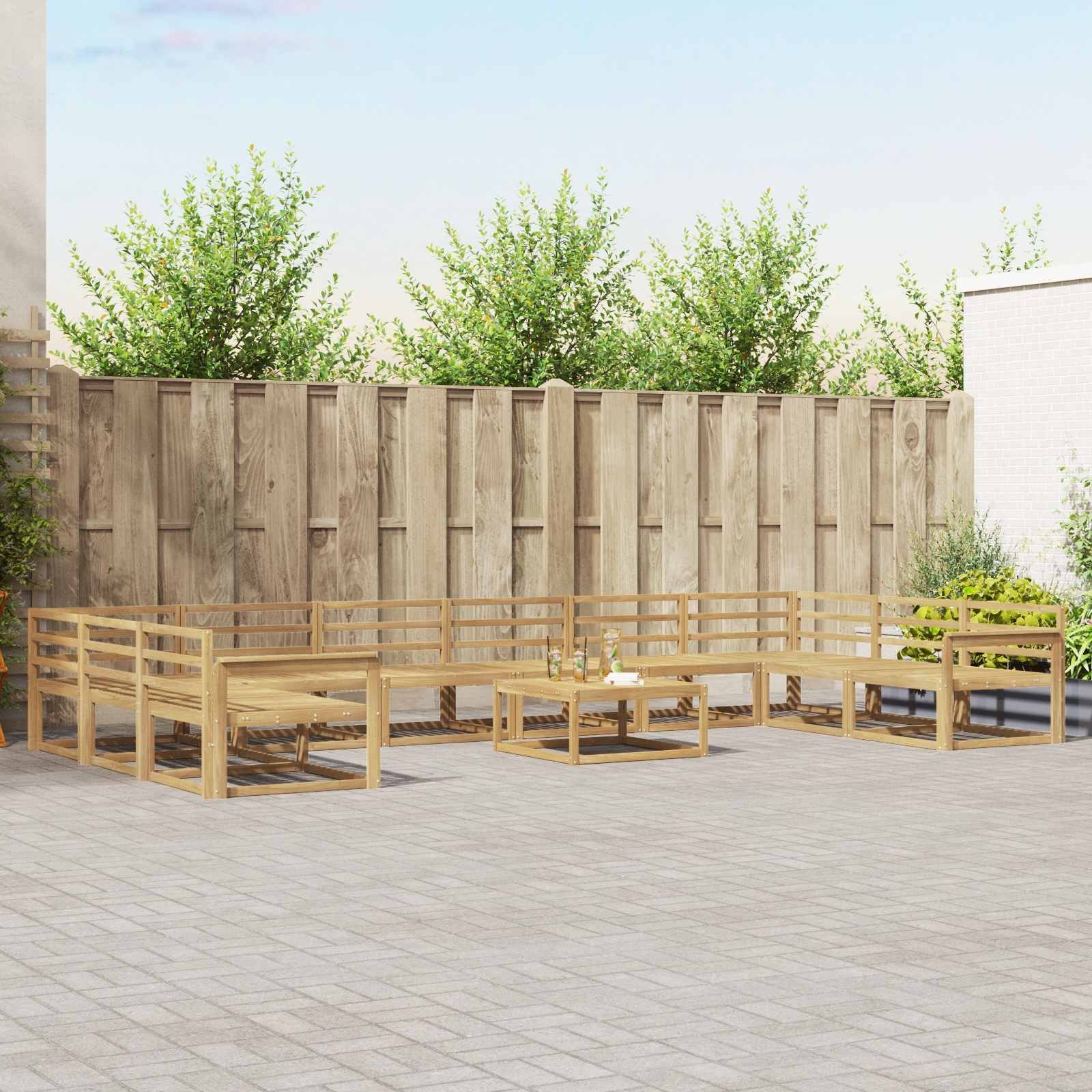 vidaXL Zestaw sof na zewnątrz 11 pcs Biały Lite Drewno Akacji