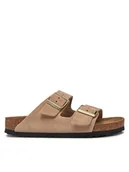 Klapki i japonki damskie - Birkenstock Klapki Arizona zamsz 1029260 Beżowy - miniaturka - grafika 1