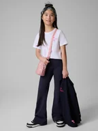 Spodnie i spodenki dla dziewczynek - 4F Spodnie dresowe z rozszerzanymi nogawkami dziewczęce - granatowe 152 (11-12 lat) - miniaturka - grafika 1