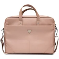 Torby na laptopy - Torba na laptopa GUESS Saffiano Triangle Logo 16 cali Różowy - miniaturka - grafika 1