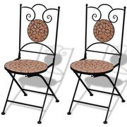 Fotele i krzesła ogrodowe - vidaXL vidaXL Mozaikowe krzesło bistro Terracotta - zestaw 2 szt - miniaturka - grafika 1