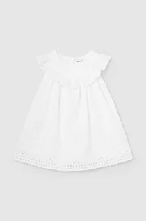 Sukienki i spódniczki dla dziewczynek - Mayoral sukienka bawełniana niemowlęca kolor biały mini rozkloszowana - grafika 1