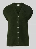 Swetry damskie - Kamizelka z dzianiny z dekoltem w serek model ‘BELABLUE’ - miniaturka - grafika 1