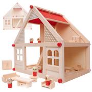 Domki dla lalek - Kontext Domek dla lalek drewniany + mebelki i ludziki 40cm KX6486_1 - miniaturka - grafika 1