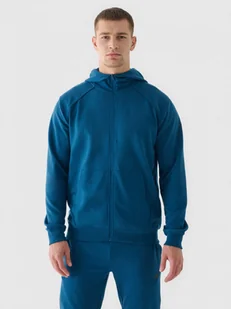 Męska bluza dresowa rozpinana z kapturem 4F 4FWAW24TSWSM1256 - turkusowa - Bluzy sportowe męskie - miniaturka - grafika 1