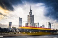 Plakaty - Plakat, Warszawa Panorama Miasta W ruchu, 45x30 cm - miniaturka - grafika 1