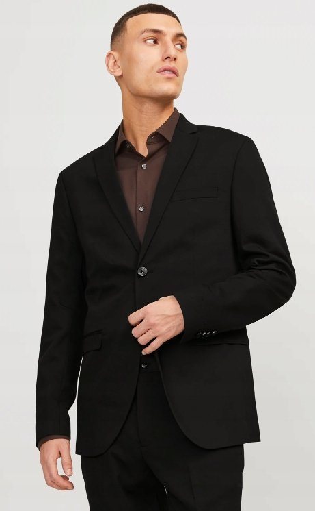 JACK&JONES CZARNA MARYNARKA SLIM Z GUZIKAMI GŁADKA 52 17AA