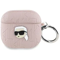 Akcesoria do słuchawek - Etui na słuchawki KARL LAGERFELD Monogram Karl Head do Apple AirPods 4 Różowy - miniaturka - grafika 1