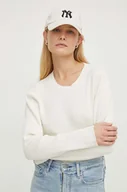 Swetry damskie - G-Star Raw sweter z domieszką wełny damski kolor beżowy - miniaturka - grafika 1