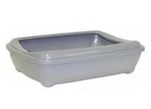 Yarro Moderna Kuweta owalna z ramką mała 42cm srebrna [Y3601] 13430 - Kuwety dla kotów - miniaturka - grafika 1