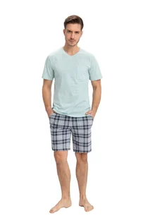 Piżama męska LUNA kod 790 miętowa zielona / krata XL - Piżamy damskie - miniaturka - grafika 1