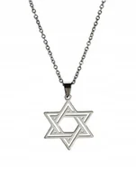 Wisiorki - DELIKATNY NASZYJNIK, WISIOREK - GWIAZDA DAWIDA, HEKSAGRAM - STAL NIERDZEWNA - miniaturka - grafika 1