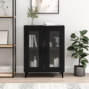 vidaXL Szafka, czarna, 69,5x34x90 cm, materiał drewnopochodny - Szafki nocne - miniaturka - grafika 1