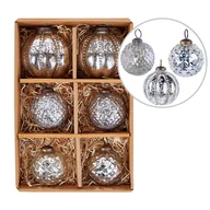 Ozdoby bożonarodzeniowe - BELIANI Zestaw 6 bombek na choinkę srebrny szklanych choinkowe ręcznie robione wisząceReplika acje - miniaturka - grafika 1