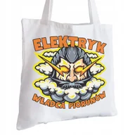Torby i wózki na zakupy - Torba Bawełniana biała dla Elektryka Na Prezent ekologiczna Trwały Nadruk - miniaturka - grafika 1