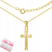 Biżuteria dla dzieci - Naszyjnik srebrny pokryty złotem krzyżyk srebro pozłacane 925 - miniaturka - grafika 1