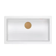 Zlewozmywaki - QUADRON Zlewozmywak (76x44) DASH 110 biały, elementy miedziane HQD7644U1_PVDC1_U - miniaturka - grafika 1