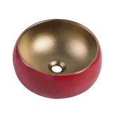 Umywalki - Uptrend Celia umywalka 41x41 cm nablatowa okrągła truskawkowo/złoty mat TR-T300 - miniaturka - grafika 1