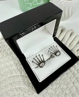 Spinki do mankietów i krawatów - SPINKI DO MANKIETÓW srebrne korona król koszuli - miniaturka - grafika 1