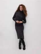 Sukienki - Reserved - Dzianinowa sukienka z golfem - ciemnoszary - miniaturka - grafika 1