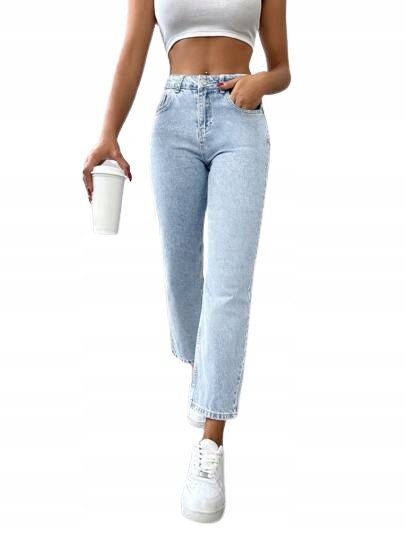 SHEIN JEANSY MOM JEANS WYSOKI STAN DŁUGIE NIEBIESKIE 36 11_A