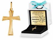 Biżuteria dla dzieci - Złota Zawieszka 333 Krzyżyk Moderno Grawer - miniaturka - grafika 1