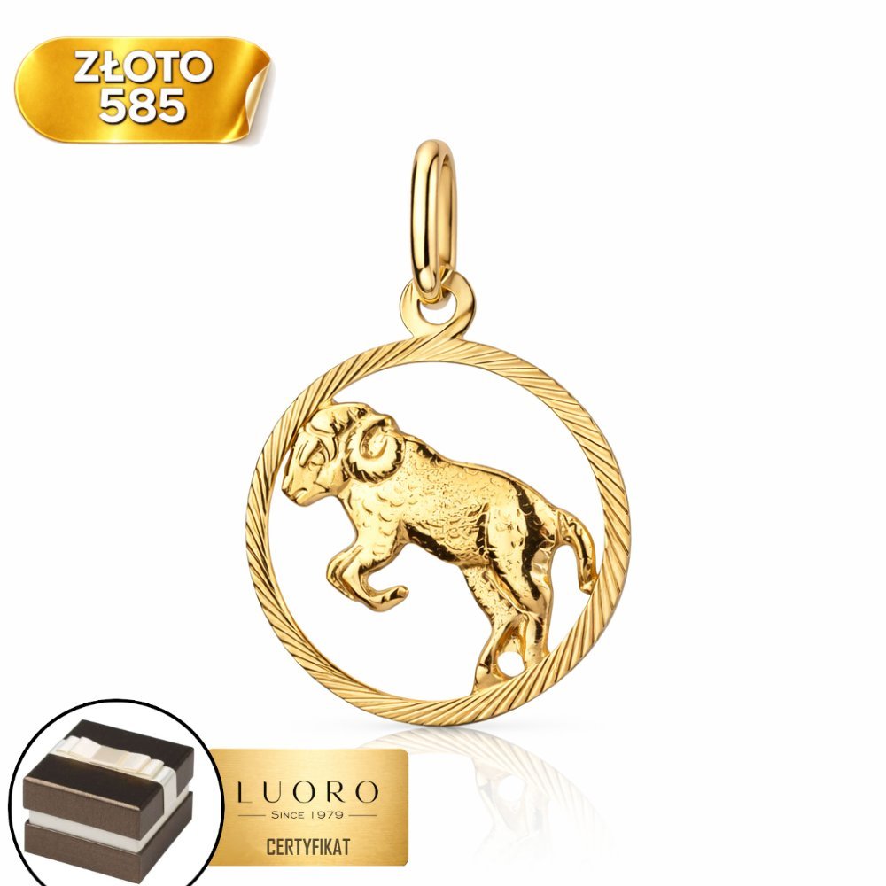 ZAWIESZKA ZŁOTA 585 14K BARAN ZNAK ZODIAKU 15 MM ŻÓŁTE ZŁOTO ELEGANCKA